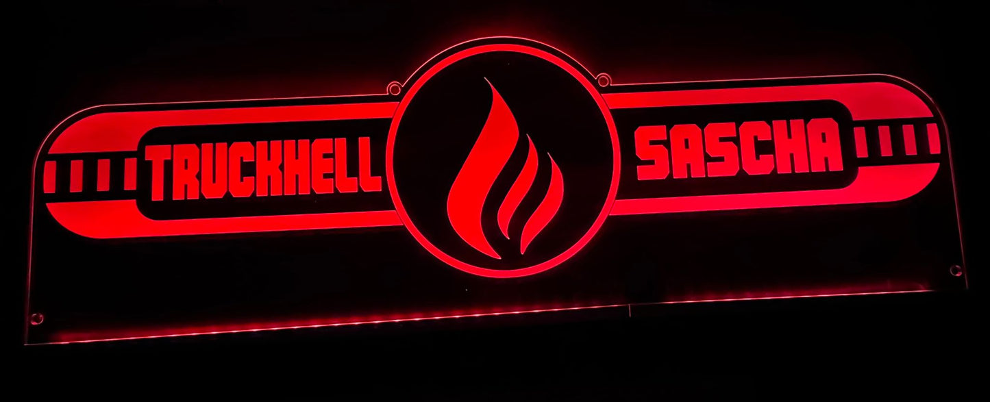 LED-Schild 80x25cm TRUCKHELL + "Dein Name" Individuell